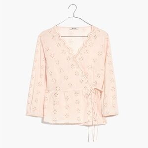 Madewell scalloped eyelet wrap top